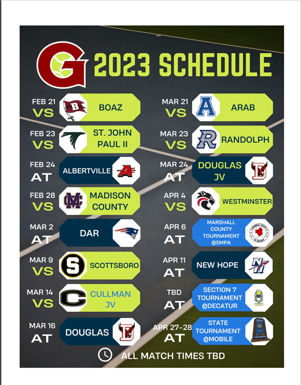 GCS Tennis Schedule